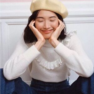 & Other Stories Cream Sweater with Ruffle Detail